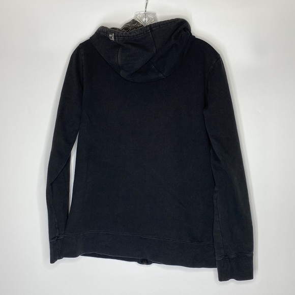 Vintage Button Black Hooded Full Zip Hooded Sweatshirt Large - Picture 2 of 8